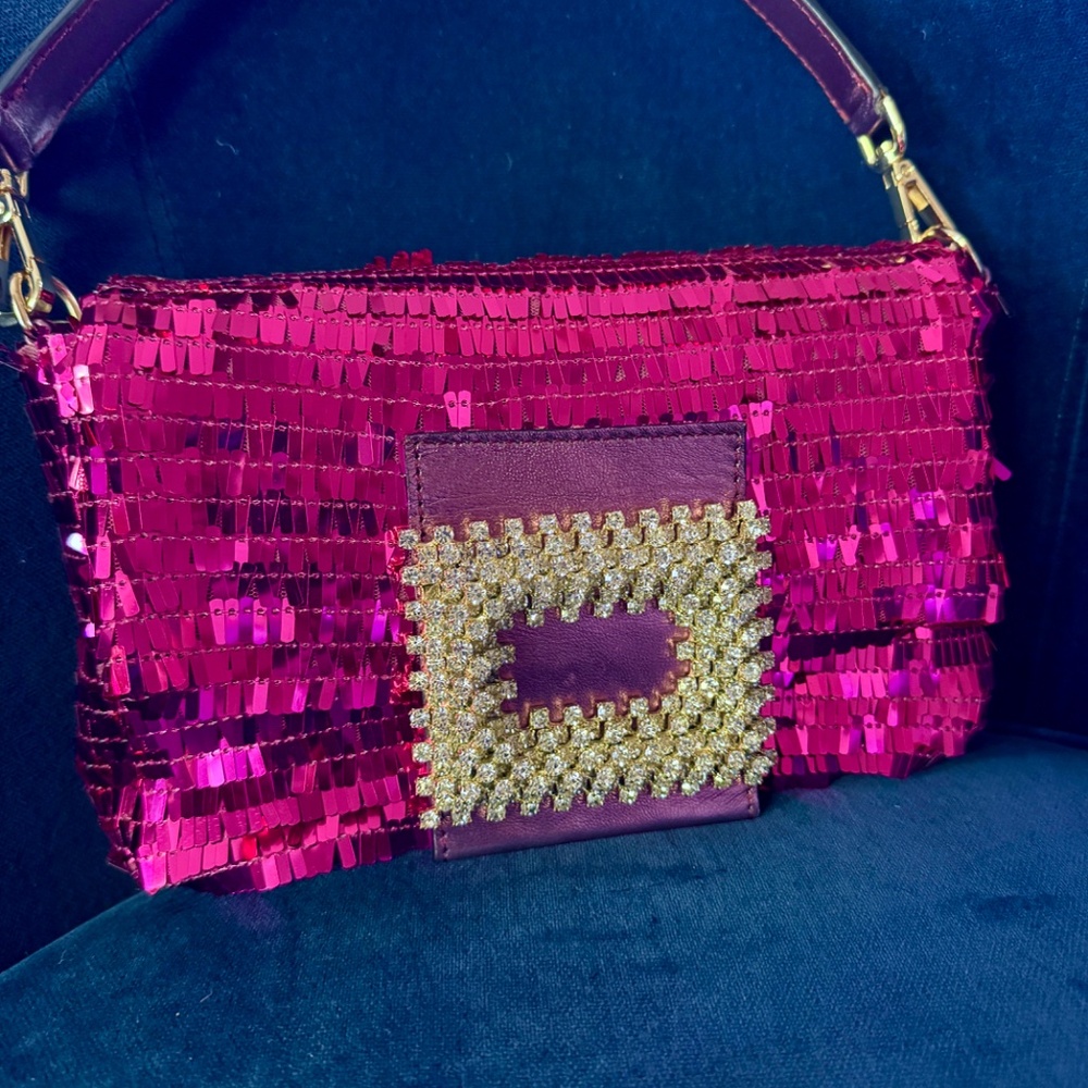 NWT: Perfect for Holiday Parties! Stunning Gedebe Luxury Leather baguette